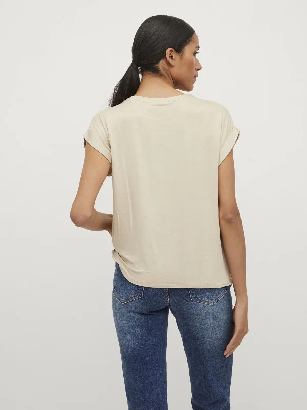 VIELLETTE ROUND NECK TOP CREAM