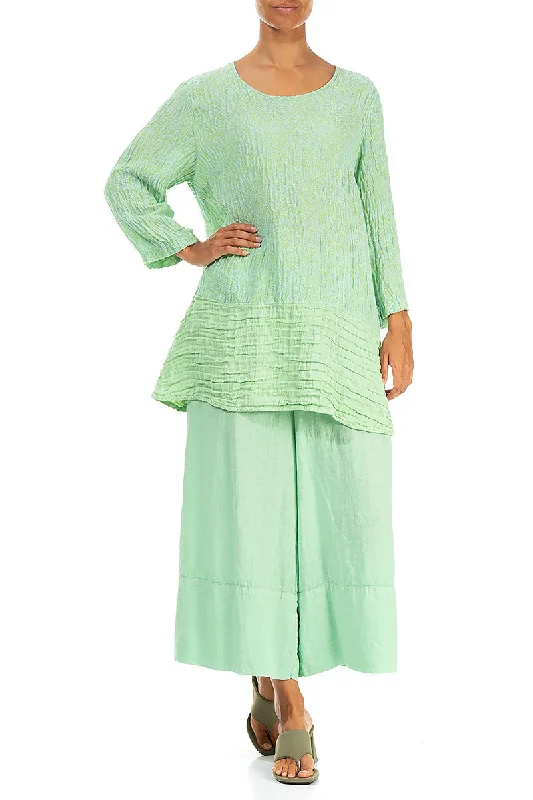 Wide Leg Cuffs Green Sorbet Linen Culottes