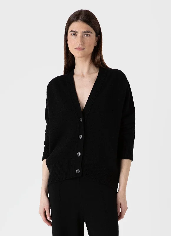 Women's Lambswool Cardigan in Black